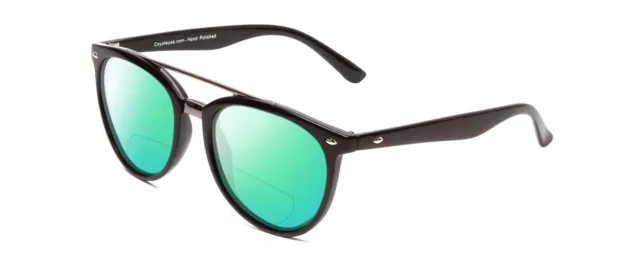 Coyote Downtown Polarized Bi-Focal Sunglasses Gloss Black Grey/Green Mirror+2.50