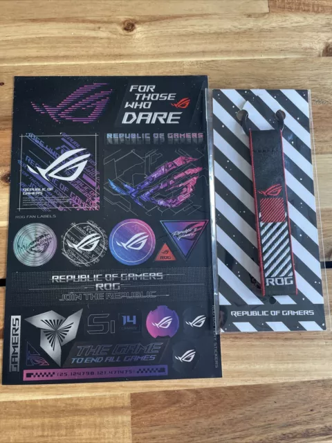 ASUS Rog Republic of Gamers Keychain and sticker sheet