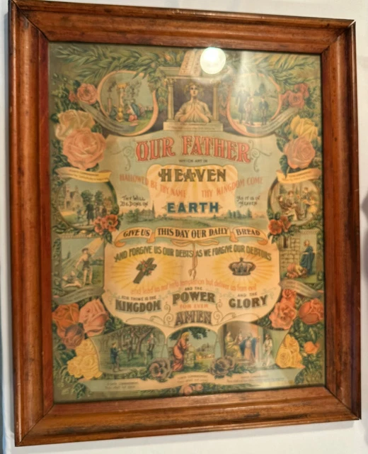 THE LORDS PRAYER and The Ten Commandments Framed Print 23X20 Inches