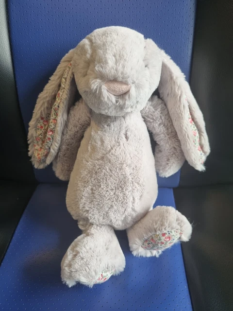 JELLYCAT BASHFUL BLOSSOM Bunny Grey Plush Toy Soft Medium Bunny