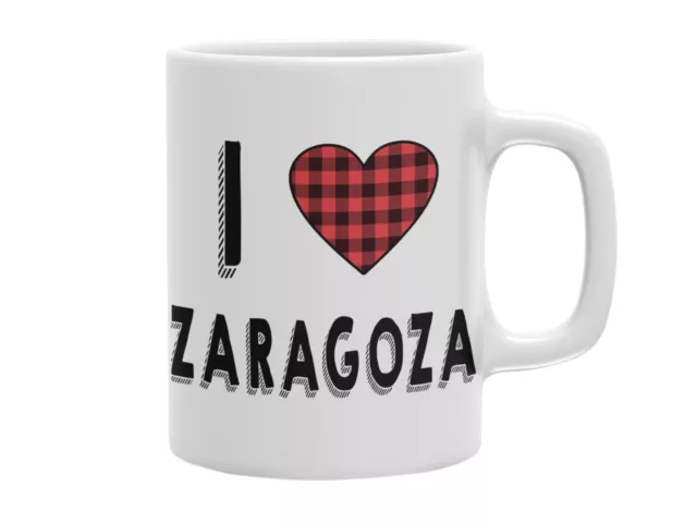 Taza I love ZARAGOZA. Diseño con cachirulo. Cerámica. Aptas para microondas