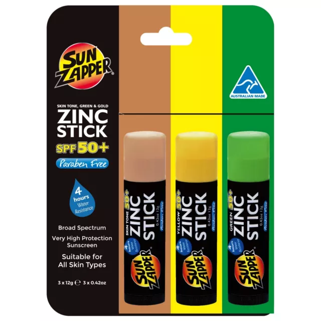 Sun Zapper Zinkstick - Wert Dreifachpackung - LSF50+ - Sonnenblock Sonnenschutzstick