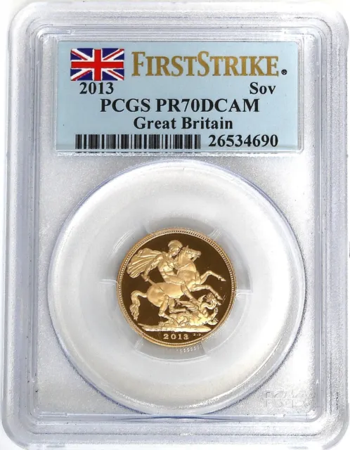 2013 G. Britain St. George & the Dragon Gold Sovereign PCGS PR70 DCAM FS