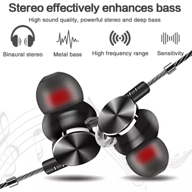 In-Ear Earbuds, Magnetic Wired Earphones Mic Metal Stereo Bass Noise Cancelling