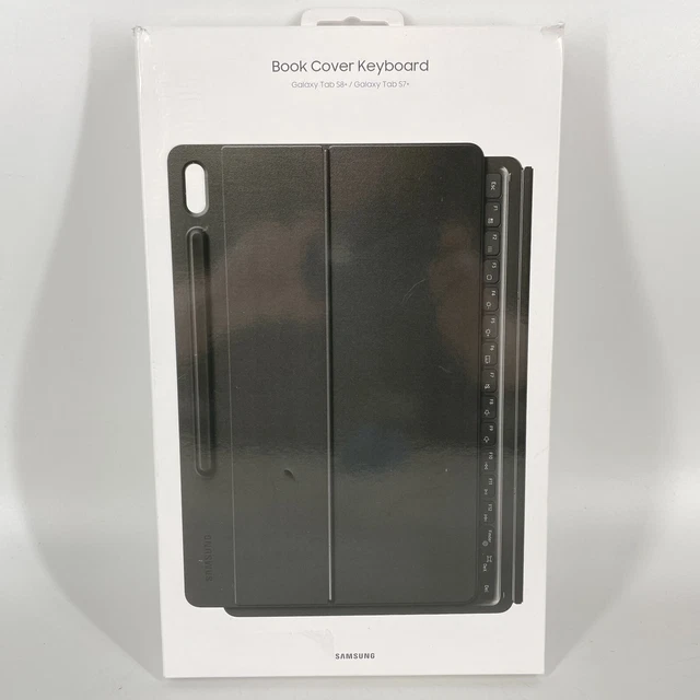 SAMSUNG GALAXY TAB S7+/S8+ Book Cover Keyboard Case Black Excellent