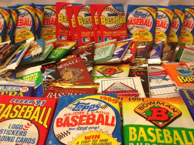 Old Baseball Cards Unopened Packs from Wax Box - Vintage 100 Card Lot Plus BONUS