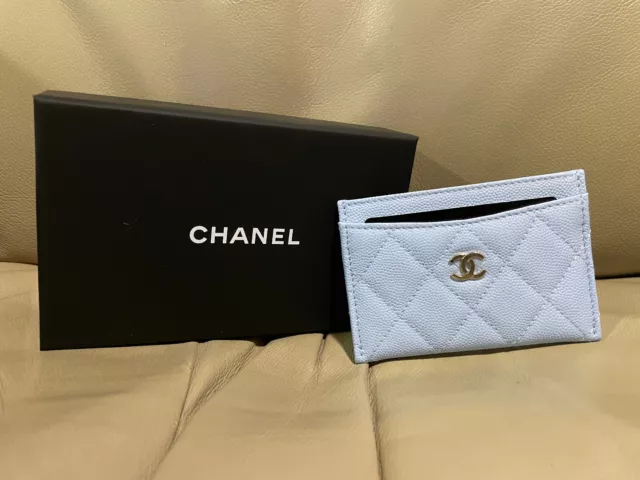 CHANEL Iridescent Caviar Quilted Flap Card Holder On Chain Pink 817288