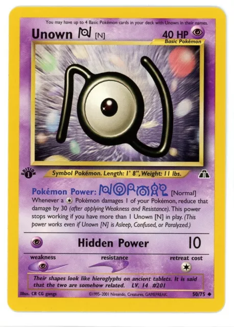 Unown N 50/75 1st Edition Neo Discovery Pokemon Card