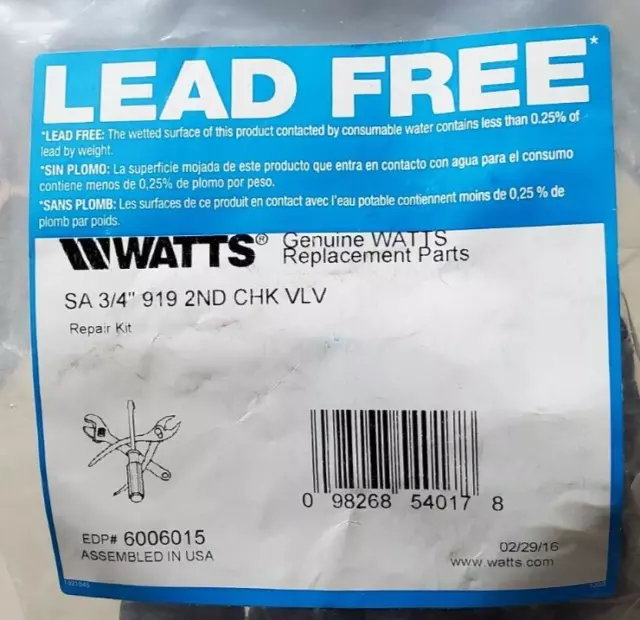 *NEW* WATTS SA 3/4" 919 2ND CHK VLV Repair Kit