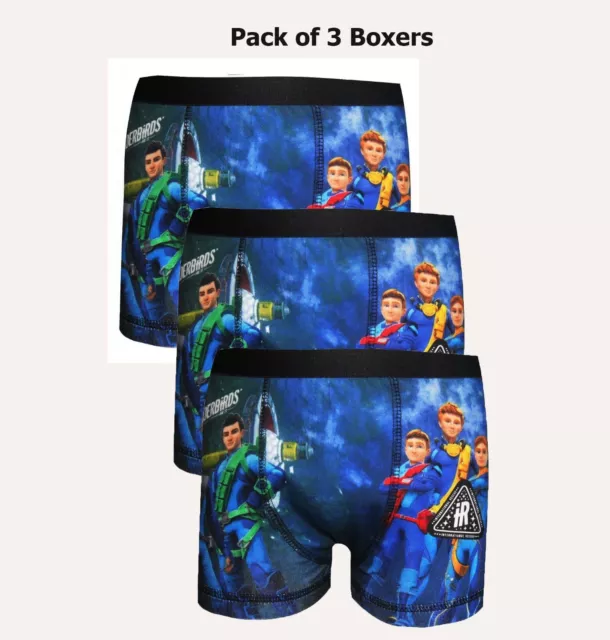 Thunderbirds Jungen 3er-Pack Charakter schwarz Boxershorts Unterwäsche Hosen 4 5 6 7 8