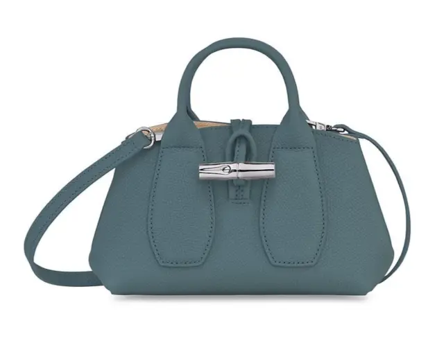 Longchamp Roseau XS Top Handle Mini Crossbody Satchel Leather Bag ~NWT~ Blue