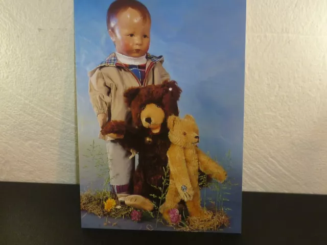 aus Nachlass  ältere Postkarte mit Käthe Kruse Puppe und Steiff Teddys ansehen 2