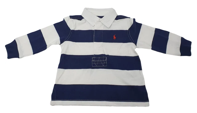 Camicia da rugby bianca e blu navy Ralph Lauren tutte le taglie bambini adolescenti ragazzi