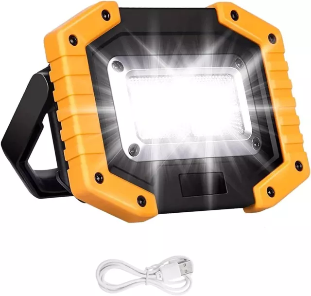 LED Work Light USB Rechargeable COB Floodlight  2000LM Super Bright Camping Lamp