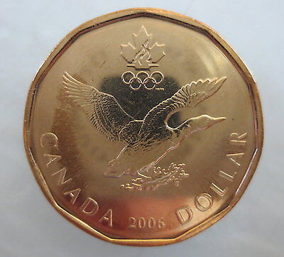 Canada 2006 Olympic Lucky Loonie Brilliant Uncirculated Coin From Mint Roll
