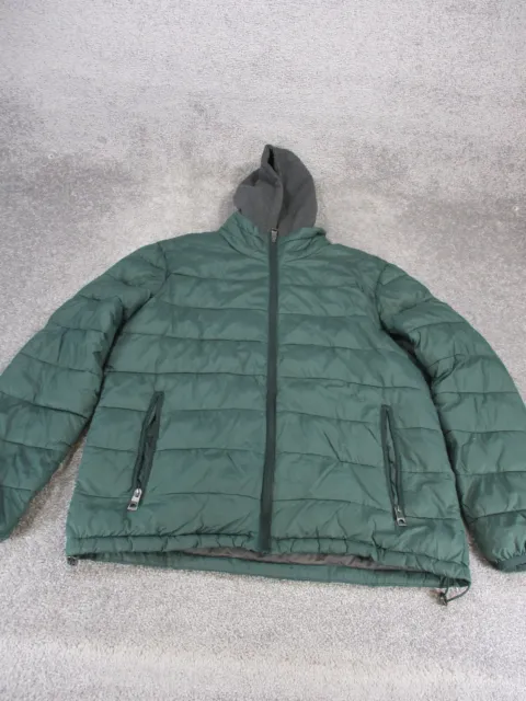 Guess Jacket Mens Large Green Casual Travel Double Layer