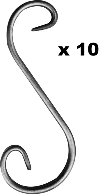 10x S Schnörkel Zaunschnörkel Schmiedeeisen für Zaun H:155 - 180mm /  12x6 mm