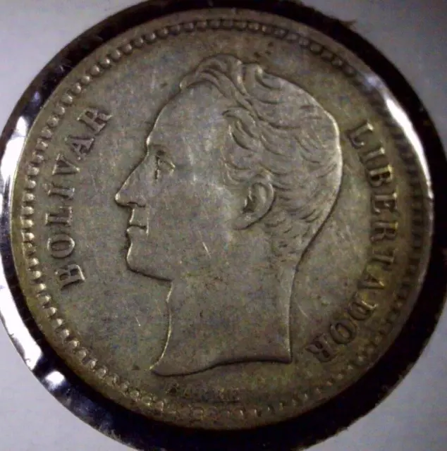 1945 Venezuela 1/4 Bolivar (.835) Silver Coin Y#20 Twenty Five 25 Centimos