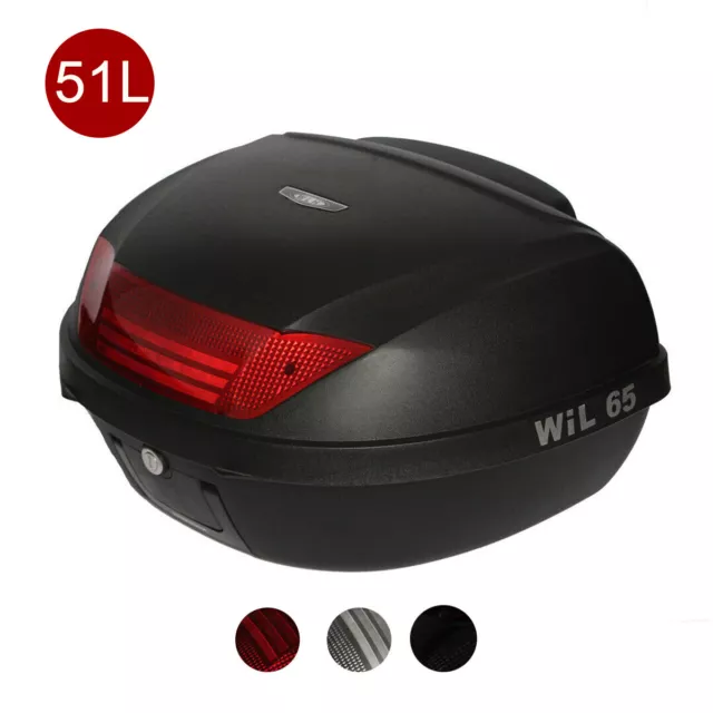 51L Motorcycle Top Box Tail Boxes PP Hard 2 Helmets Rear Storage Soft Backrest