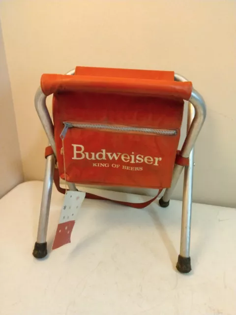Vintage Budweiser Folding Seat Cooler Chair Stool Fishing - Original Tag