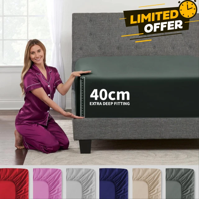 Extra Deep 30cm Fitted Sheet Bed Sheets 100% Polyester Single Double