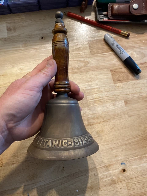 Titanic Dinner Bell Brass Finish Solid Metal 1 1/2+ Lbs Ornate 10 INCHES NR
