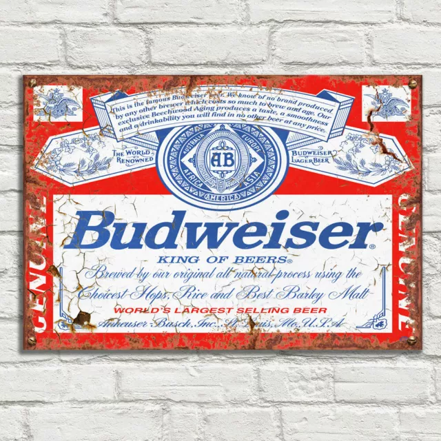 BUDWEISER BEER Vintage Metal Tin Plaque Signs Man Cave Pub Club Cafe TIKI BAR