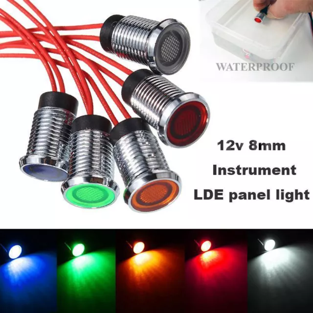 Small LED Car Dash Panel Pilot Indicator Instrument Light Signal Lamp Accessory