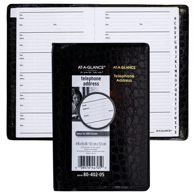 At-A-Glance 80-402 Telephone Address Book, 4 x 6-1/8&quot;