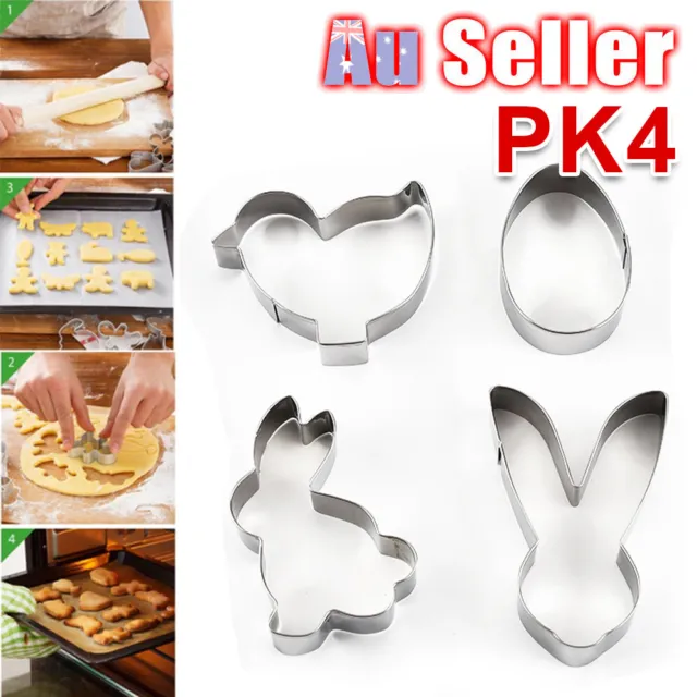 4Pc Cutter Pastry Mold Baking Metal 3D Fondant  Cookie Biscuit Mould Cake Decor