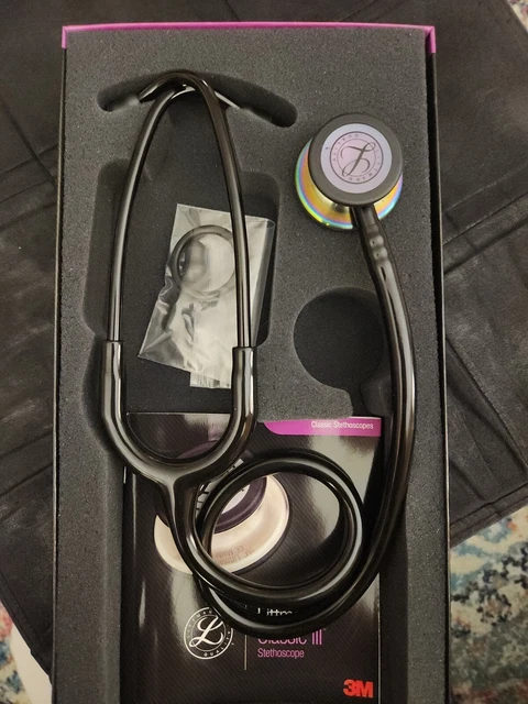 3M Littmann Classic III Stethoscope 5870 - 27" Black - Rainbow Finish - New