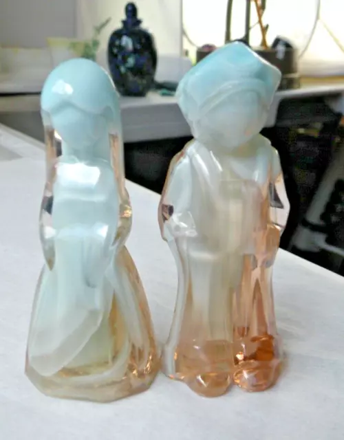 Mosser Glass Vi Hunter JENNY JOSH 1981 #12 Sky Blue Pink Figurines Set NO BOX