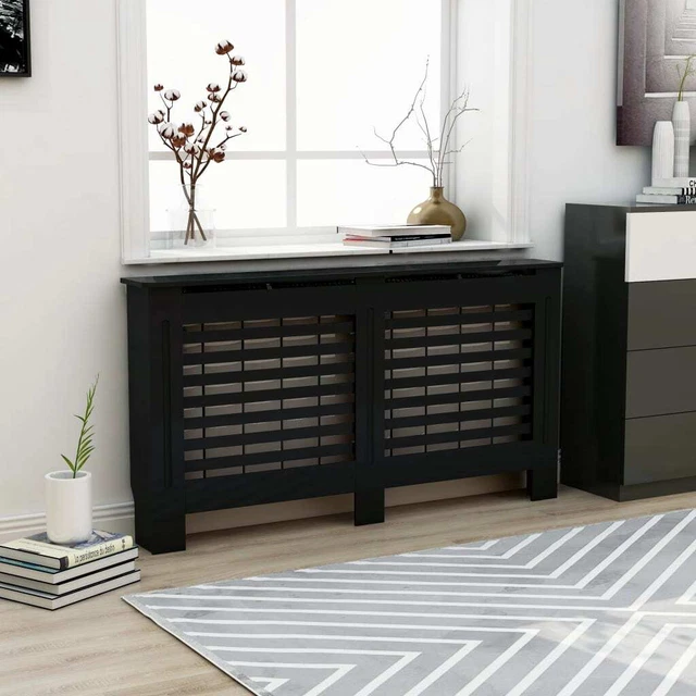 Vidaxl Copertura per Radiatore Nera 152x19x81 cm in MDF
