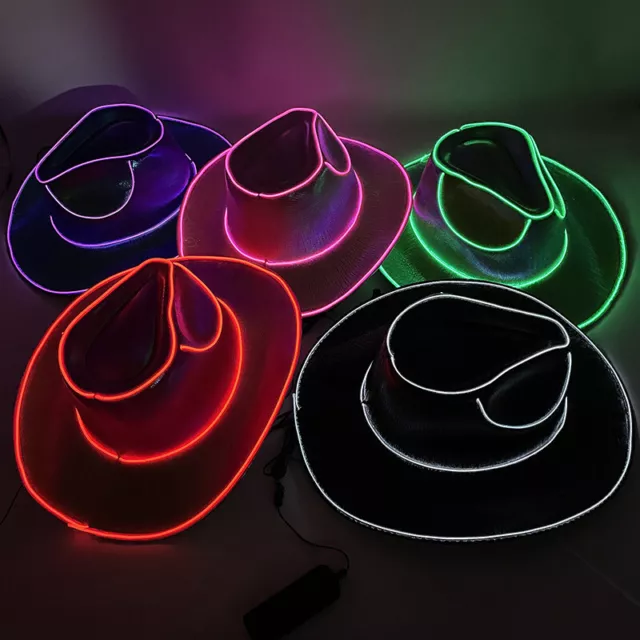 Disco Luminous Cowboy Hat Glowing Light Bar Cap Bachelorette Party Supplies