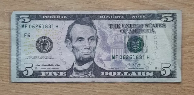 2013 Abraham Lincoln Five Dollar Bill $5 Fancy Date June 26 1831 Belgium History