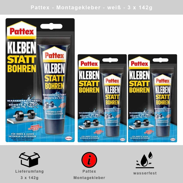 Adhesivo Pattex Construcción Pegar en Lugar De Taladrar para Interior / 3 X 142g