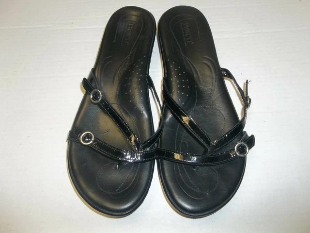 Womens Size 10 Born Black Patent Leather Flip Flop Thong Sandals