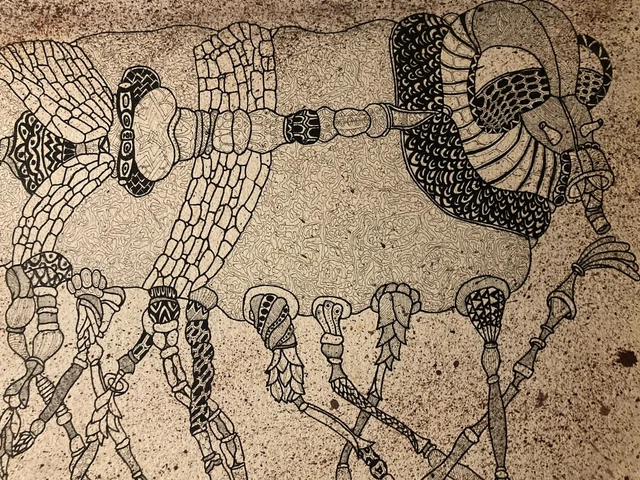 Dessin à L'encre Années 1950 Louis Bénisti "Algérie" - Paysage De Champs - Style Années 60 - Sur Papier