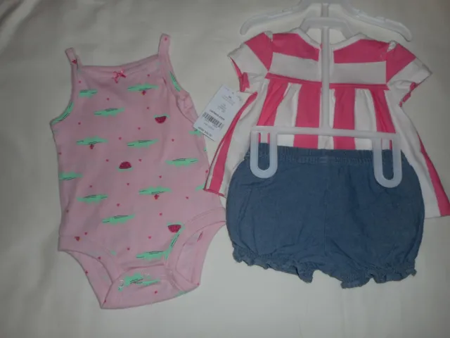 Carters 3-Piece Baby Infant Girl Shorts Set - Size 3 Months - New 2