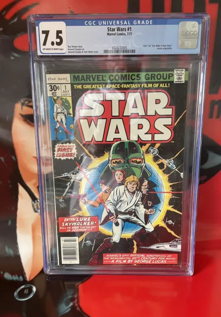 Star Wars #1 CGC Graded 7.5  Marvel July 1977 Newsstand Edition Comic Book.