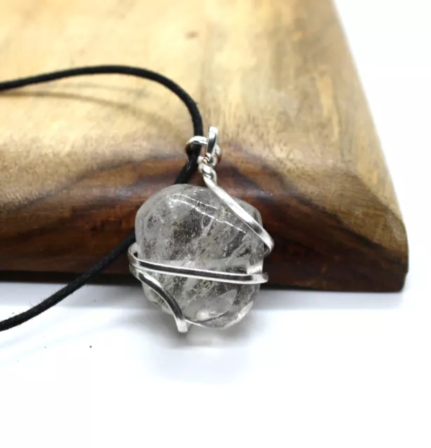 Clear Quartz Crystal Pendant Healing Reiki Energy Point Charged Crystal Necklace