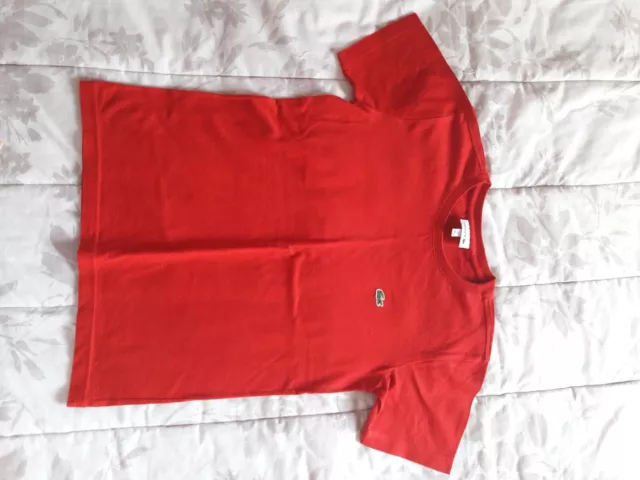 Boys Lacoste Red T Shirt Short Sleeve Age 10