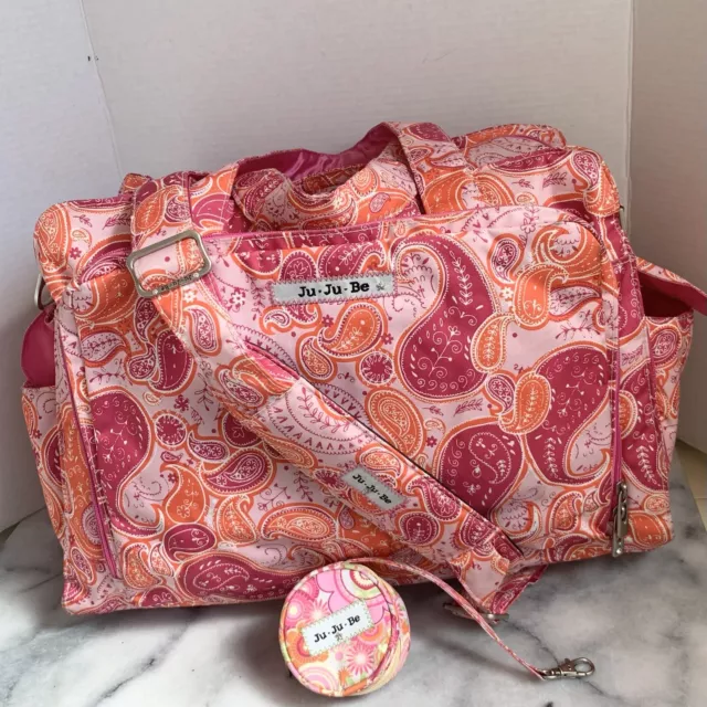 JuJuBe Ju-Ju-Be Be Prepared Pink Paisley Diaper Bag Tote $210 W Changing Pad