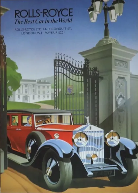Rolls Royce “Best Car In The World”,  Vintage Art-Deco A1 Car Poster