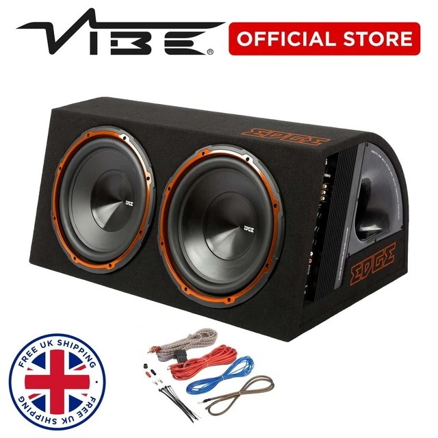 Edge Twin 12 Inch Active 1800 Watts Subwoofer Enclosure Free Wiring Kit Bass Car