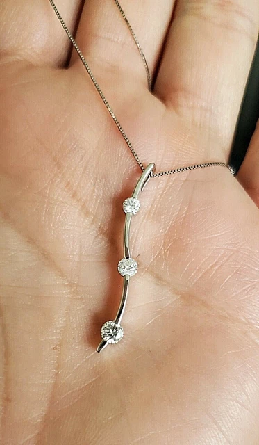 14k White Gold 3 Stone Journey Genuine Diamond Pendant .50 Carat Rounds 14k White Gold 3 Stone Journey Genuine Diamond Pendant .50 Carat Rounds