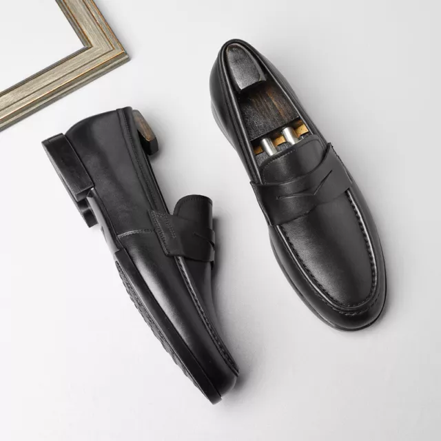 MEN'S LEATHER BREATHABLE Lazy Slip on Loafers Spring British Business ...