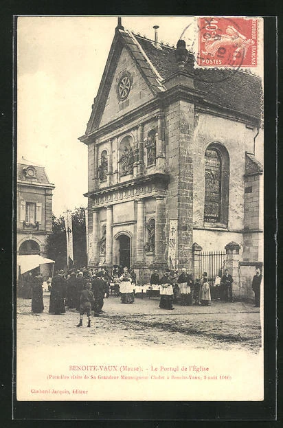 CPA Benoite-Vaux, le Portail de l´Eglise 1910