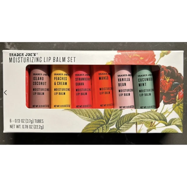 TRADER JOE'S MOISTURIZING LIP BALM SET with 6 Assorted Flavors 19.00