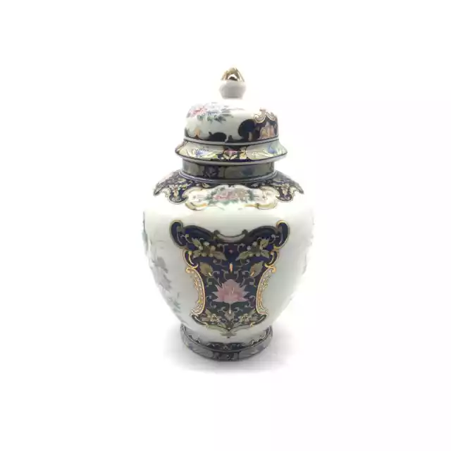 Special Order For Tammy  - Gorgeous Lidded Navy Blue Peacock Ginger Jar Floral